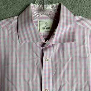 Todd Snyder Dress Shirt Mens Size 16 Pink White Check‎ Preppy Career Office